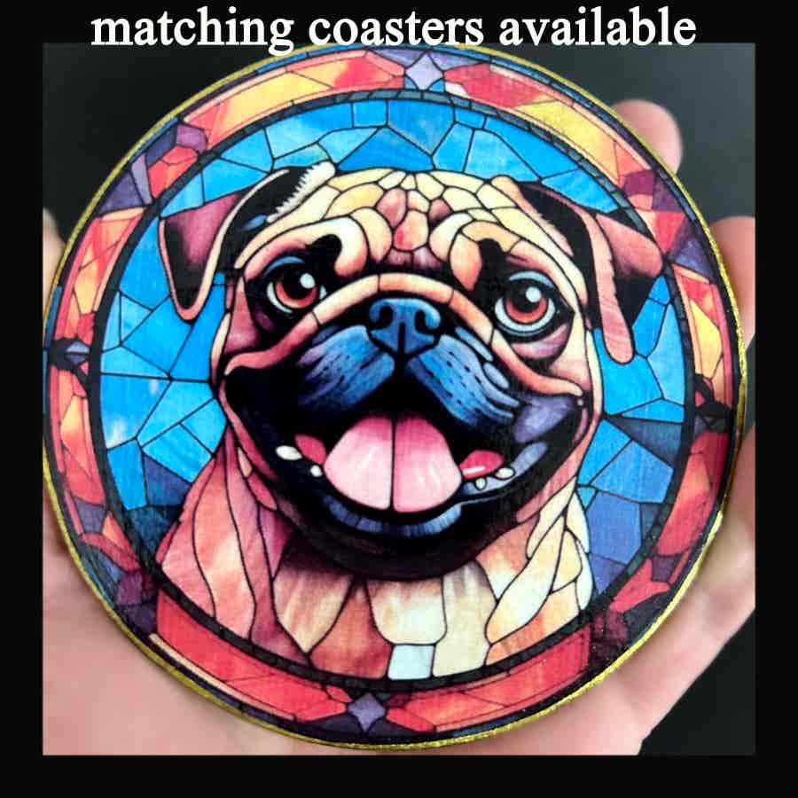 Faux Stain Glass Sun Catcher - Pug - Image 3