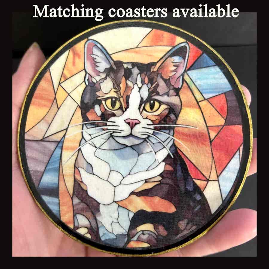 Faux Stain Glass Sun Catcher - Tortoiseshell Cat - Image 3