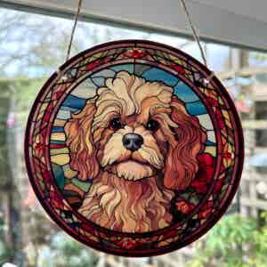 Faux Stain Glass Sun Catcher - Cockapoo/Cavapoo 1