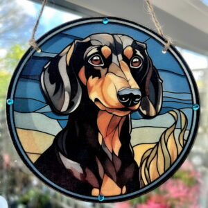 Faux Stain Glass Sun Catcher - Dachshund