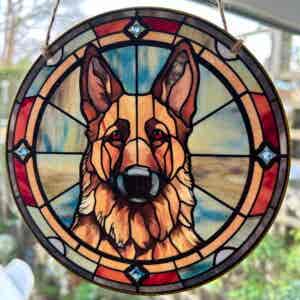 Faux Stain Glass Sun Catcher - German Shepherd