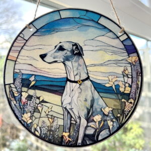 Faux Stain Glass Sun Catcher - Greyhound/Lurcher