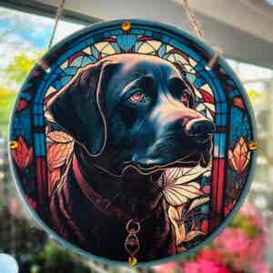 Faux Stain Glass Sun Catcher - Black Labrador