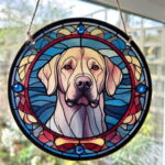 Faux Stain Glass Sun Catcher - Golden Labrador 1
