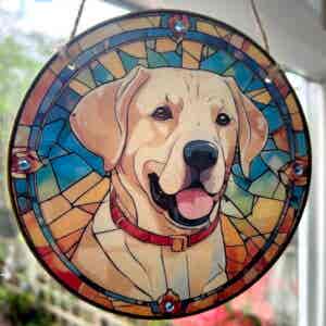 Faux Stain Glass Sun Catcher - Golden Labrador 2