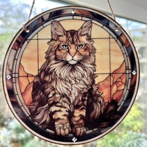 Faux Stain Glass Sun Catcher - Maine Coon Cat