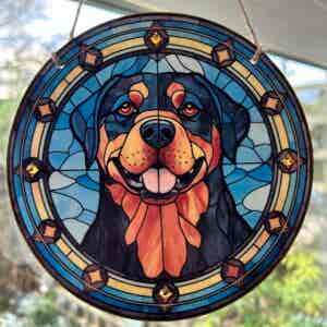 Faux Stain Glass Sun Catcher - Rottweiler