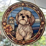 Faux Stain Glass Sun Catcher - Shih Tzu 1