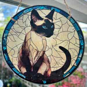 Faux Stain Glass Sun Catcher - Siamese Cat
