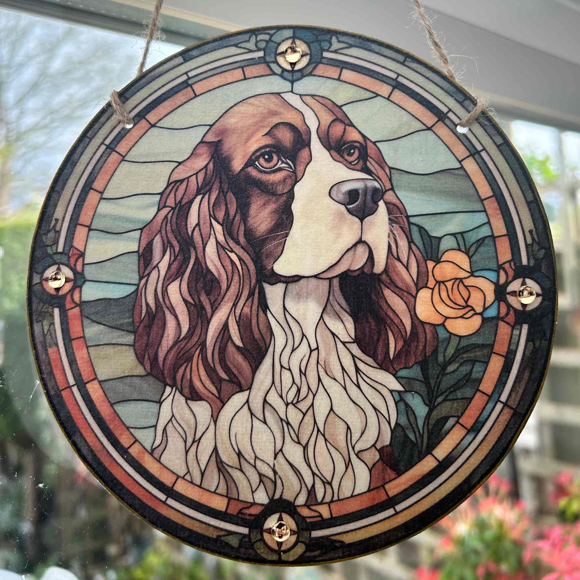 Faux Stain Glass Sun Catcher - Springer Spaniel 1