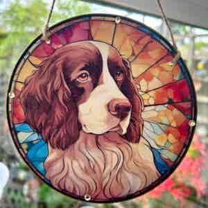 Faux Stain Glass Sun Catcher - Springer Spaniel 2