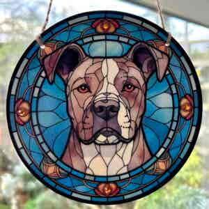 Faux Stain Glass Sun Catcher - Staffordshire Bull Terrier