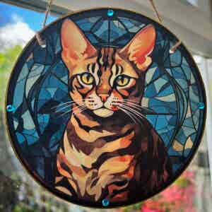 Faux Stain Glass Sun Catcher - Tabby Cat 2