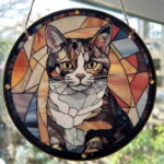 Faux Stain Glass Sun Catcher - Tortoiseshell Cat