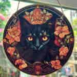 Faux Stain Glass Sun Catcher - Black Cat 2