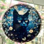 Faux Stain Glass Sun Catcher - Black Cat 3
