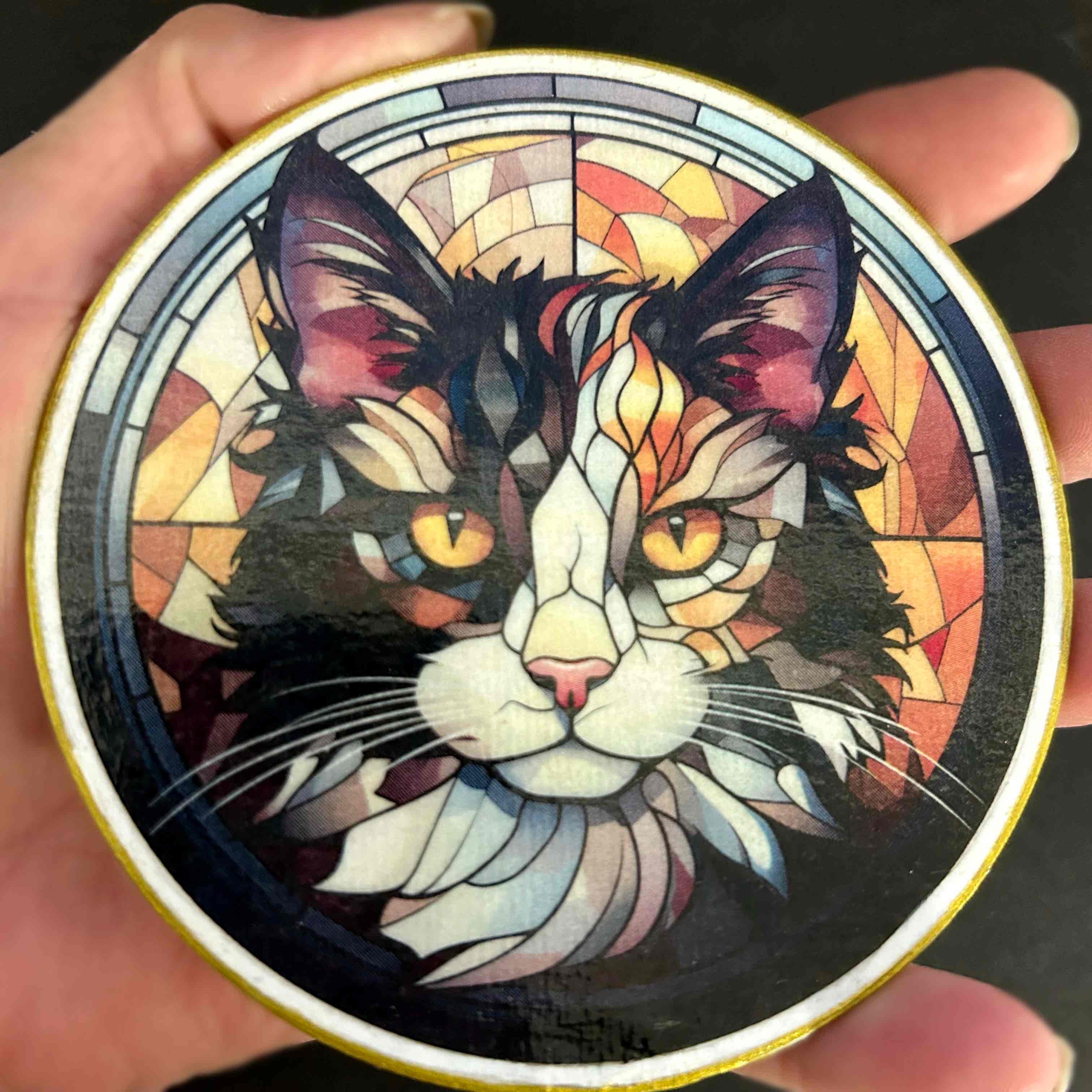 Faux Stain Glass Coasters - Cats - Image 10