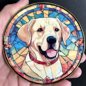 Faux Stain Glass Coasters - Dogs - Golden Labrador 1