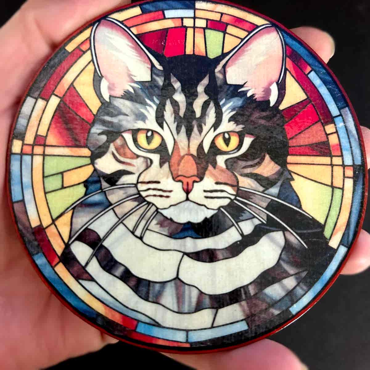 Faux Stain Glass Coasters - Cats - Image 14