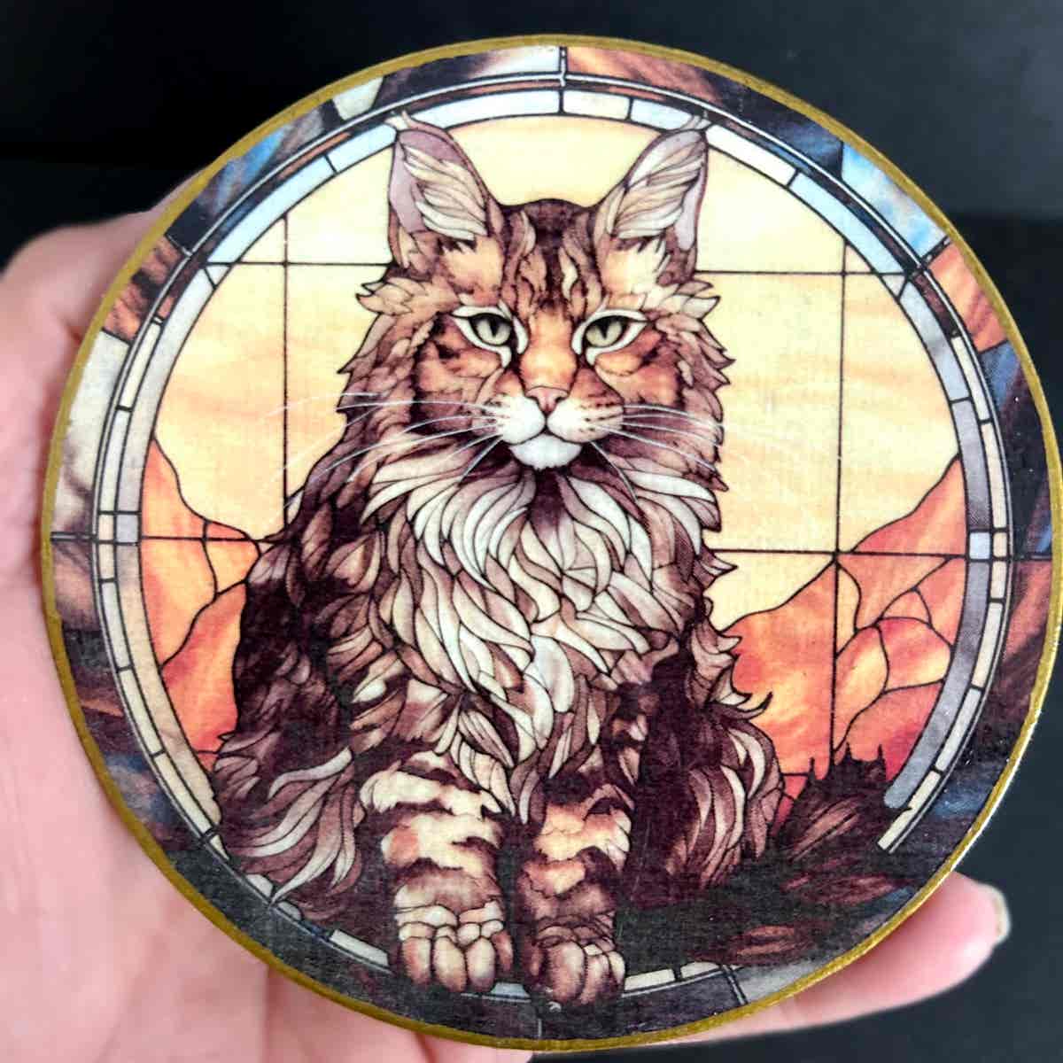Faux Stain Glass Coasters - Cats - Image 13