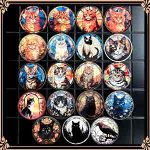 Faux Stain Glass Coasters - Cats