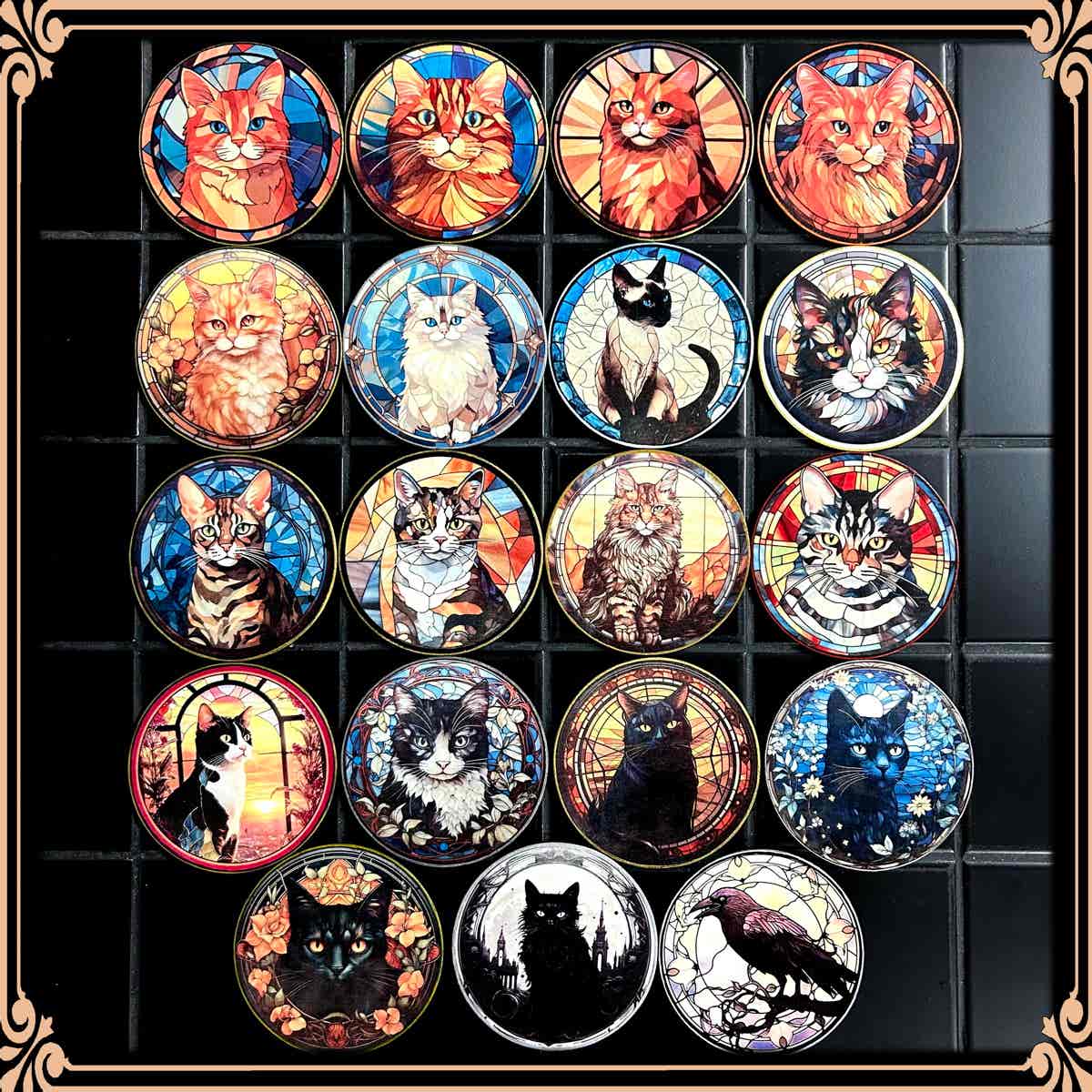 Faux Stain Glass Coasters - Cats