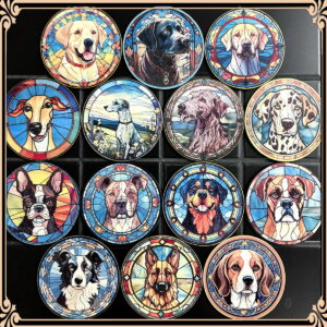 Faux Stain Glass Coasters - Dogs