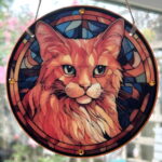 Faux Stain Glass Sun Catcher - Ginger Cat 3
