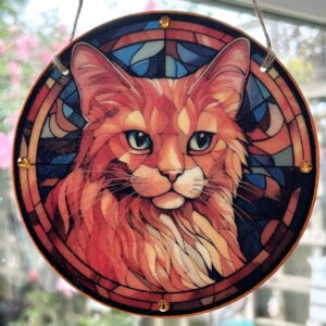 Faux Stain Glass Sun Catcher - Ginger Cat 3
