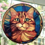 Faux Stain Glass Sun Catcher - Ginger Cat 4