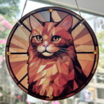 Faux Stain Glass Sun Catcher - Ginger Cat 2