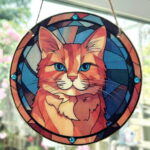 Faux Stain Glass Sun Catcher - Ginger Cat 1