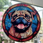 Faux Stain Glass Sun Catcher - Pug