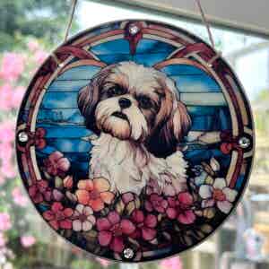 Faux Stain Glass Sun Catcher - Shih Tzu 2
