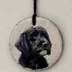 Water Colour Paint Effect Slate Circle - Dog Breeds - Cockapoo (Black)