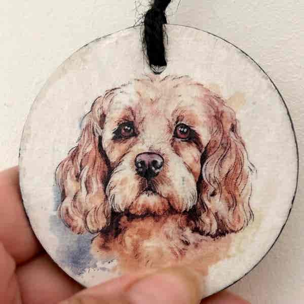 Water Colour Paint Effect Slate Circle - Dog Breeds - Cockapoo (Golden) - Image 5