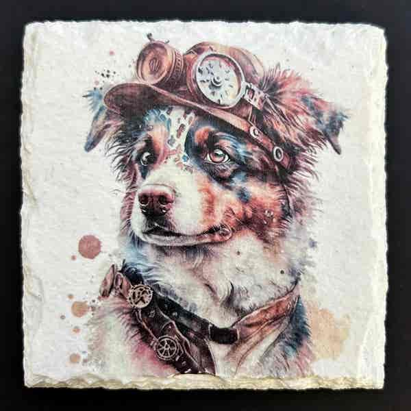 Slate Coasters - Steampunk Water Colour Effect - Dogs 2 - Image 2