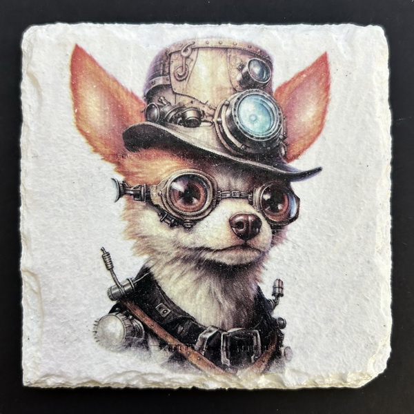 Slate Coasters - Steampunk Water Colour Effect - Dogs 1 - Image 3