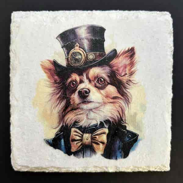 Slate Coasters - Steampunk Water Colour Effect - Dogs 3 - Image 5