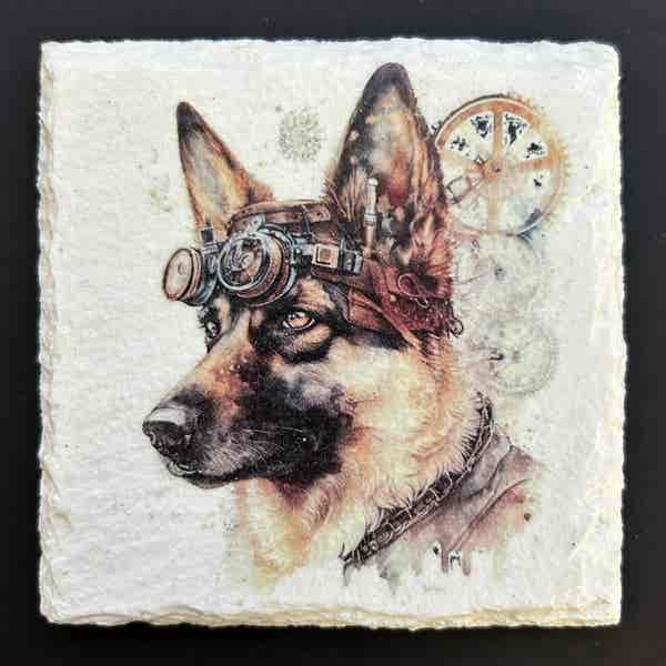 Slate Coasters - Steampunk Water Colour Effect - Dogs 2 - Image 5