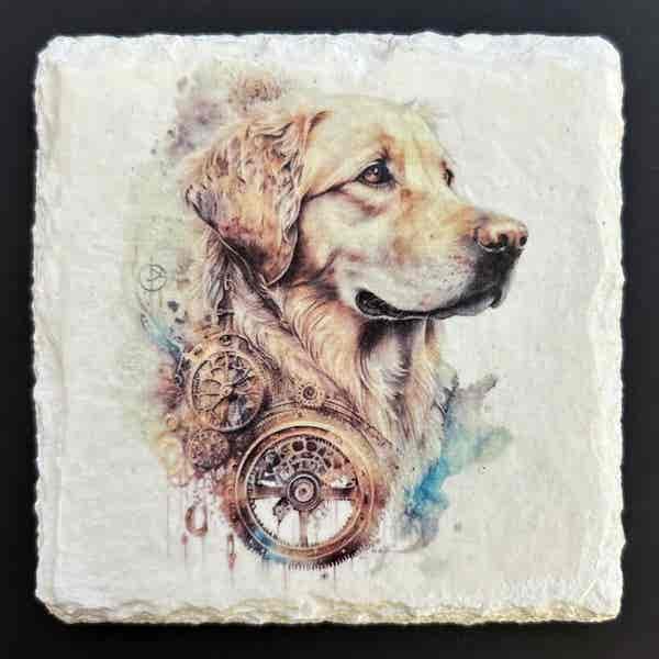 Slate Coasters - Steampunk Water Colour Effect - Dogs 2 - Image 4