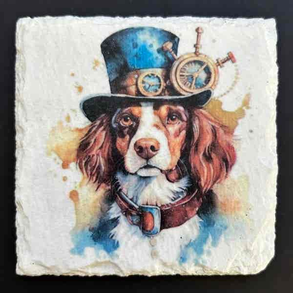 Slate Coasters - Steampunk Water Colour Effect - Dogs 1 - Image 2
