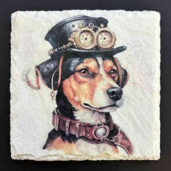 Slate Coasters - Steampunk Water Colour Effect - Dogs 1 - Image 5