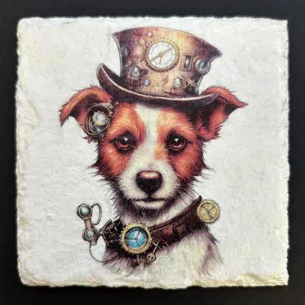 Slate Coasters - Steampunk Water Colour Effect - Dogs 3 - Image 2