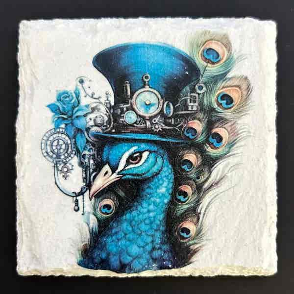 Slate Coasters - Steampunk Water Colour Effect - Gothic Birds - Image 4