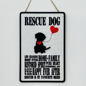 Rescue Dog Typography Plaque - Black