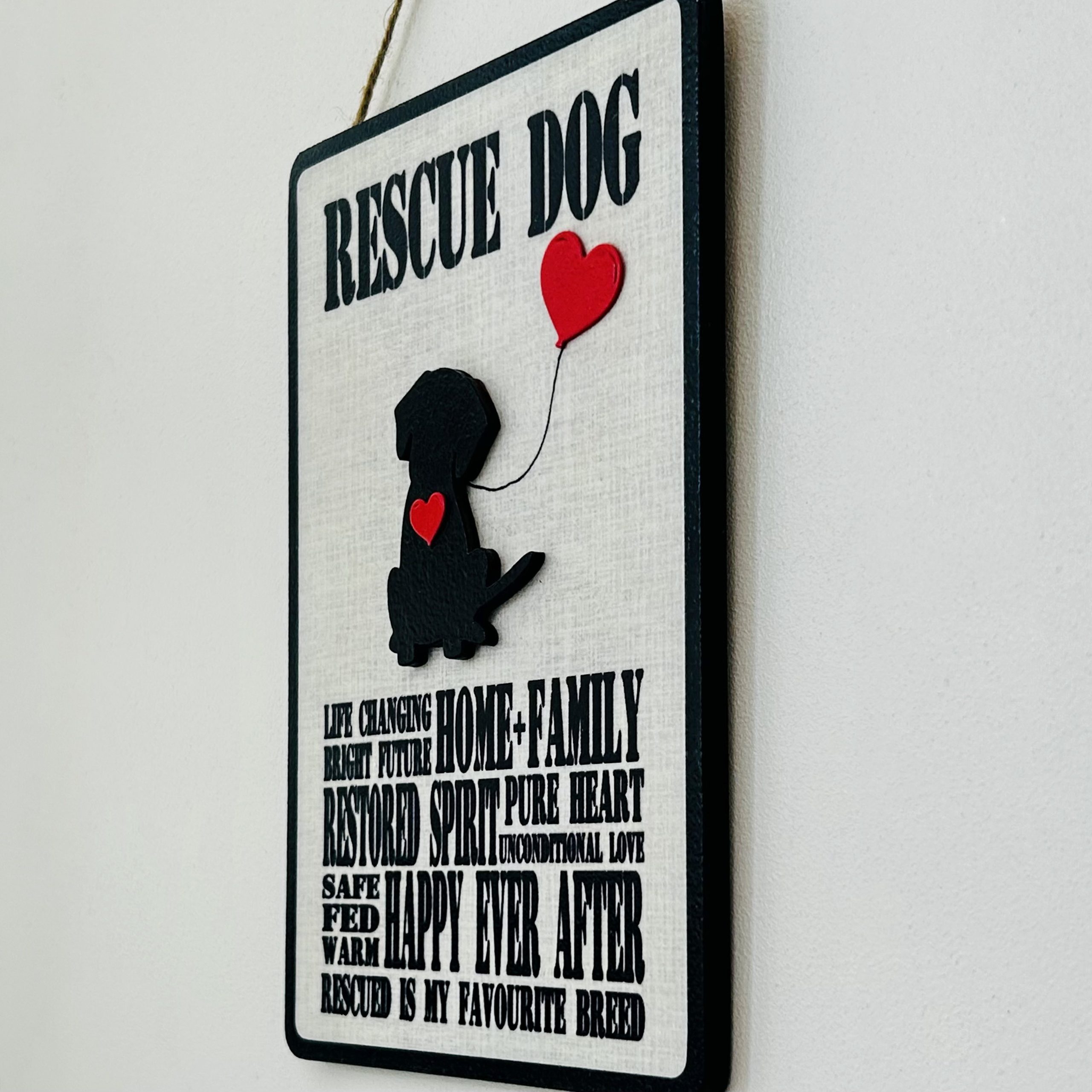Rescue Dog Typography Plaque - Black - Image 2