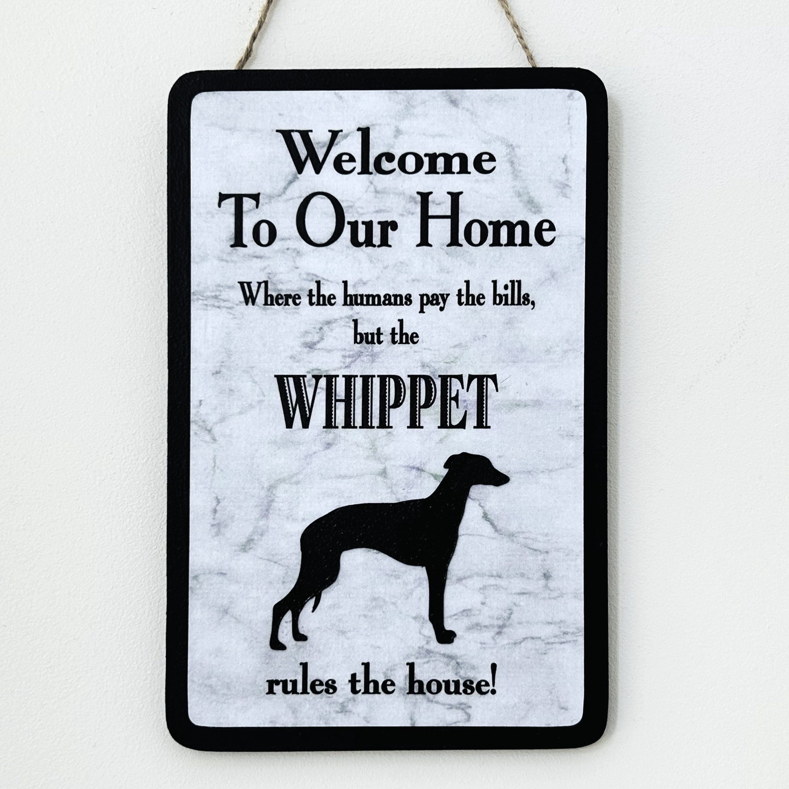 Whippet (Style 2) Welcome Plaque